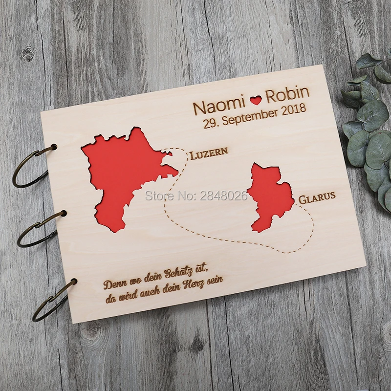 Personalized Guest Book - 소박한 맞춤형 결혼식 방명록, 맞춤형 MAP