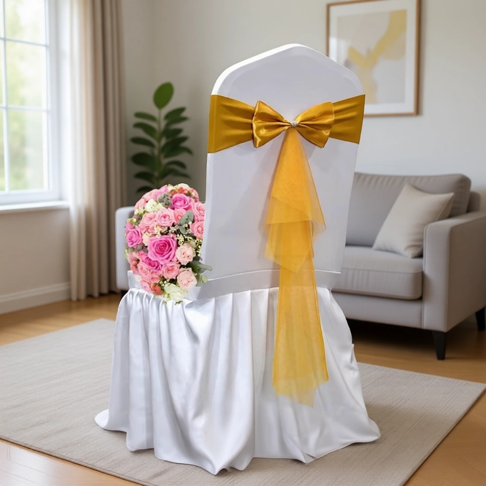 Chair Sash Organza - 클래식 유럽 스타일 오간자 스트레치 의자
