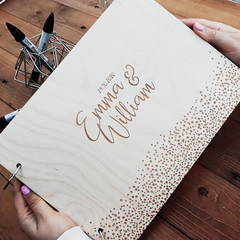 Personalized Guest Book - 맞춤형 웨딩 방명록, 목재 방명록, 약혼