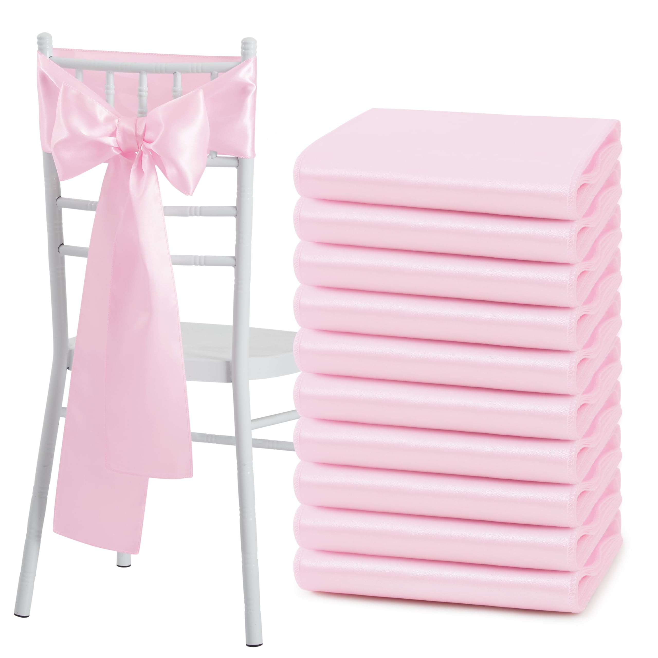 Chair Sash Organza - 10/50개 새틴 의자 장식 리본, 웨딩