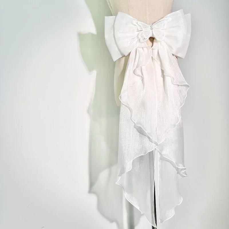 후행 활 반짝 이는 실크 더블 레이어 Bowknot 분 - Wedding Dress Supply 리뷰 및 가격