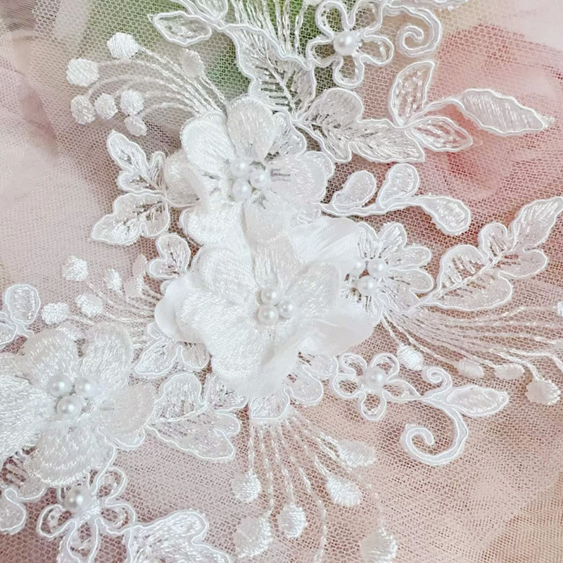 2PCS=1쌍, 로프 자수 진주 레이스 3D 미러 플라 - Wedding Dress Supply 리뷰 및 가격