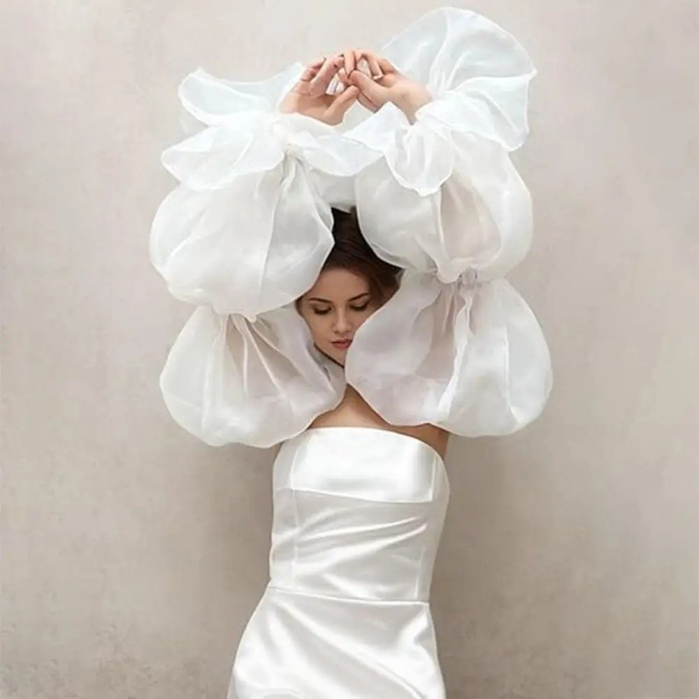 우아한 퍼프 웨딩 암 슬리브, 러플 롱 글러브, 버블  - Wedding Dress Supply 리뷰 및 가격