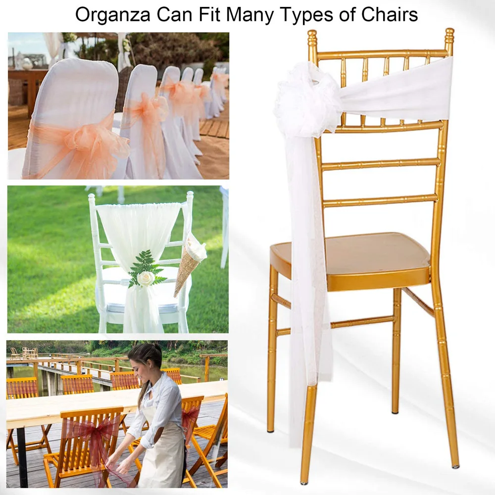 도매 10/50 팩 Organza 연회 의자 새시 새시 - Chair Sash Organza 리뷰 및 가격