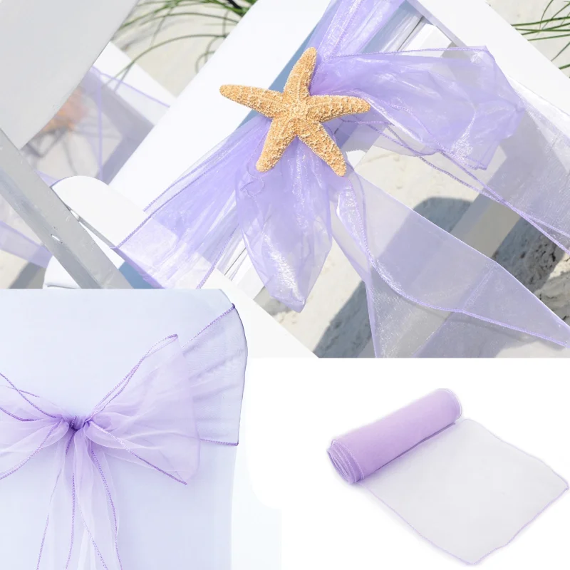 웨딩 의자 장식용 오간자 의자 커버, 매듭 밴드, 의자 - Chair Sash Organza 리뷰 및 가격