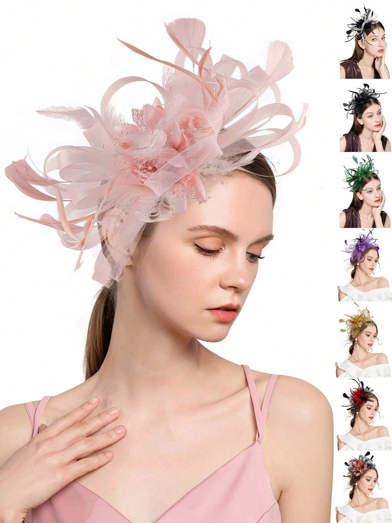 깃털이 달린 1pc 매혹적인 머리띠, 켄터키 더비, 칵 - Wedding Dress Supply 리뷰 및 가격