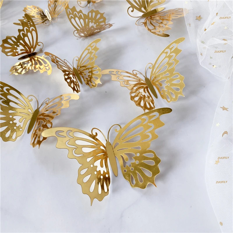 12/36Pcs 3D 중공 나비 벽 스티커 골드 실버  - Wedding Package Gold 리뷰 및 가격