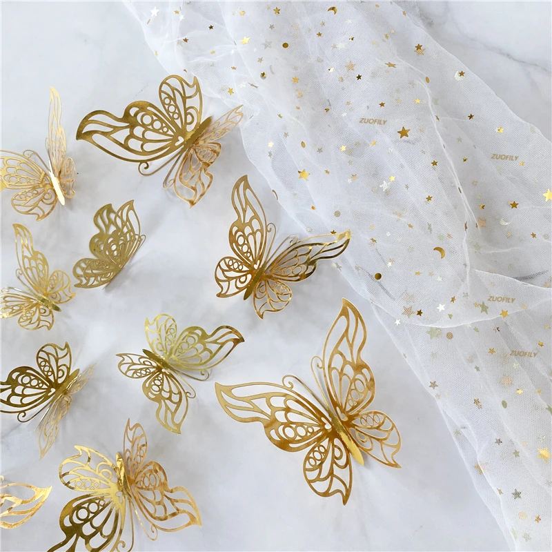 12/36Pcs 3D 중공 나비 벽 스티커 골드 실버  - Wedding Package Gold 리뷰 및 가격